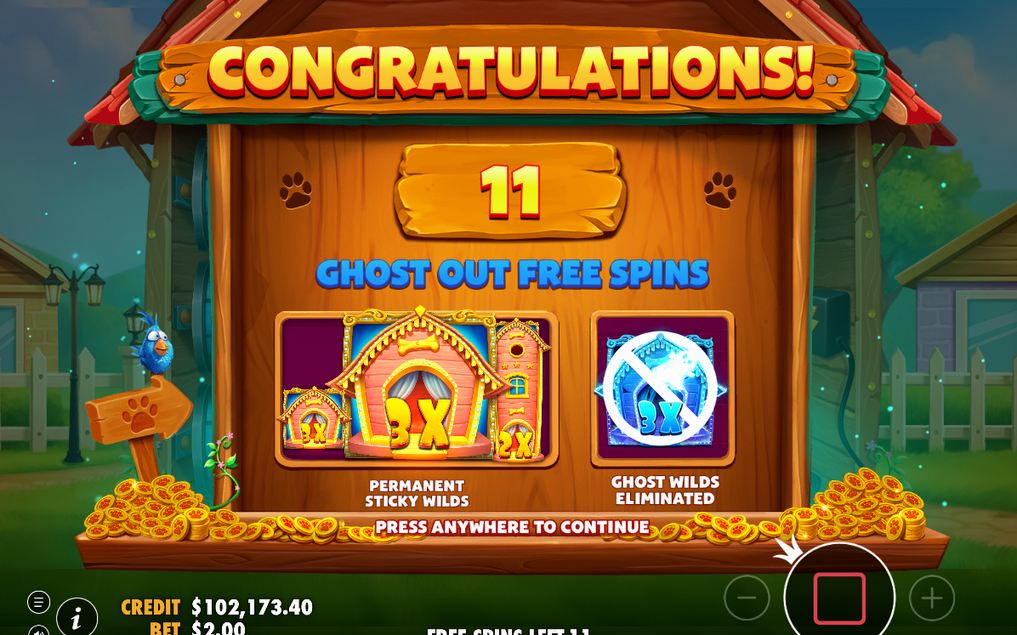 Bonusrunda där WILD stannar kvar på spelplanen