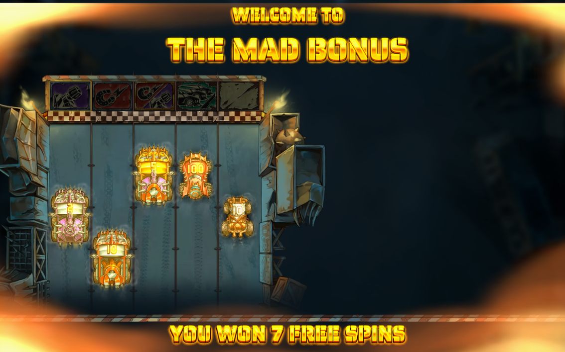Mad Bonus Feature med bilar på rutnätet och boostrullen